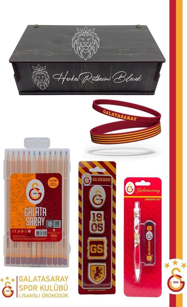 Galatasaray Orijinal Lisanslı Kalem Bileklik Kuru Boya Silgi Hediyelik Set - Image 1