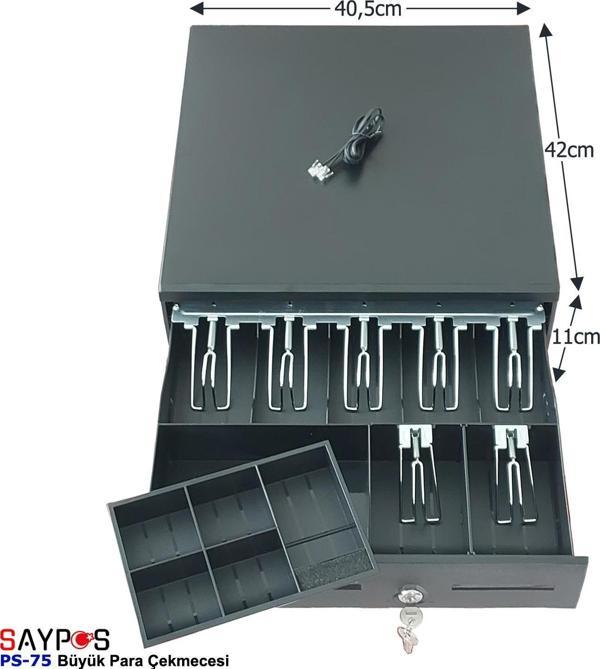 7 Banknot Gözlü Yazarkasa Pos Bağlantılı ve Anahtardan Açılır Büyük Para Çekmecesi 40,5x42x11cm - Image 1