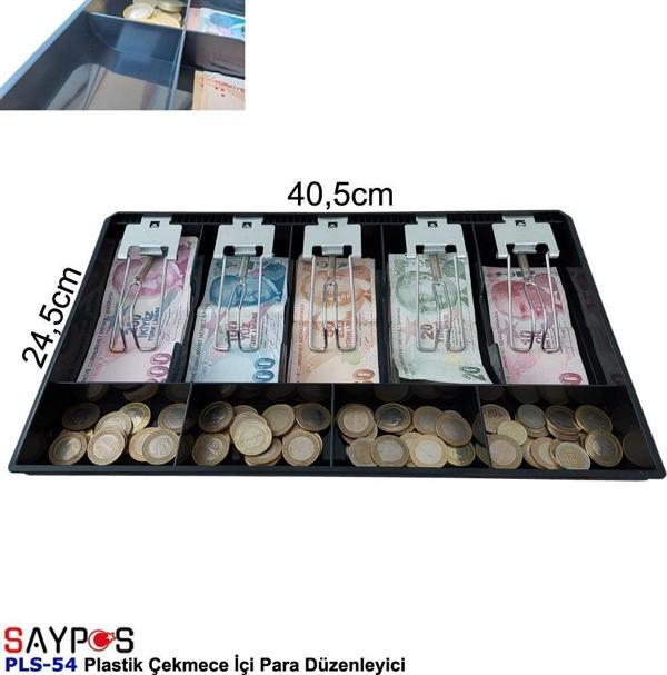 Plastik Çekmece İçi Para Düzenleyici 5 Banknot 4 Bozuk Para Gözlü 40,5 x 24,5 x 3,5cm - Image 1