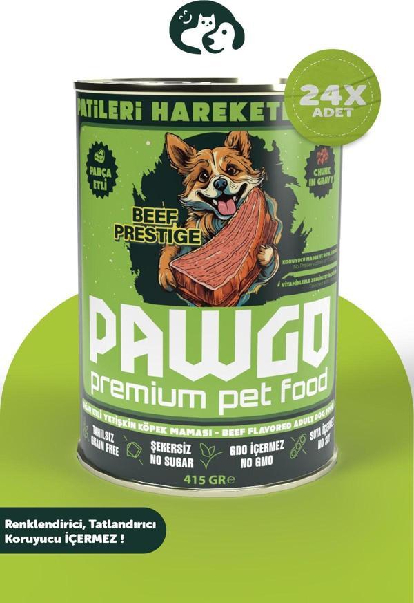 Pawgo Beef Prestige | Sığır Etli | Premium | Yetişkin | Parça Etli | Köpek Yaş Mama | 415G X 24 - Image 1
