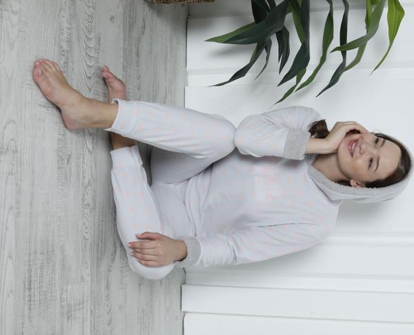 Fawn 3903 Peluş Welsoft Polar Kışlık Kapşonlu Kadın Pijama Takımı - Image 1