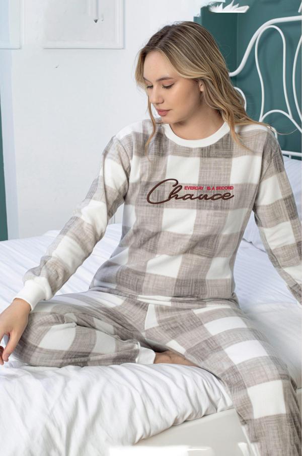 Mirano 3252 İnterlok Şardonlu Spor Kışlık Kadın Eşofman Pijama Takım - Image 1
