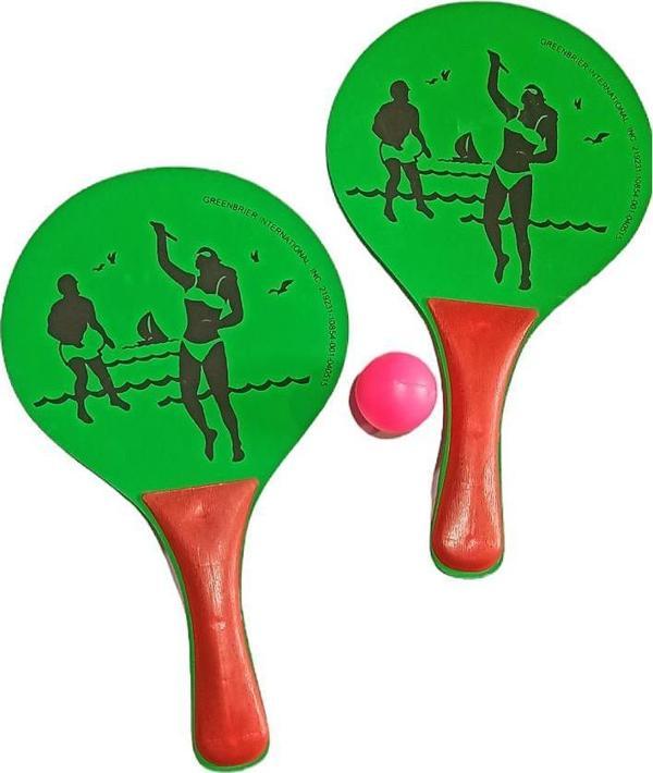 Plaj Tenis Raket Seti Çocuk Boy (2 Raket 1 Top) Yeşil - Kırmızı - Image 1