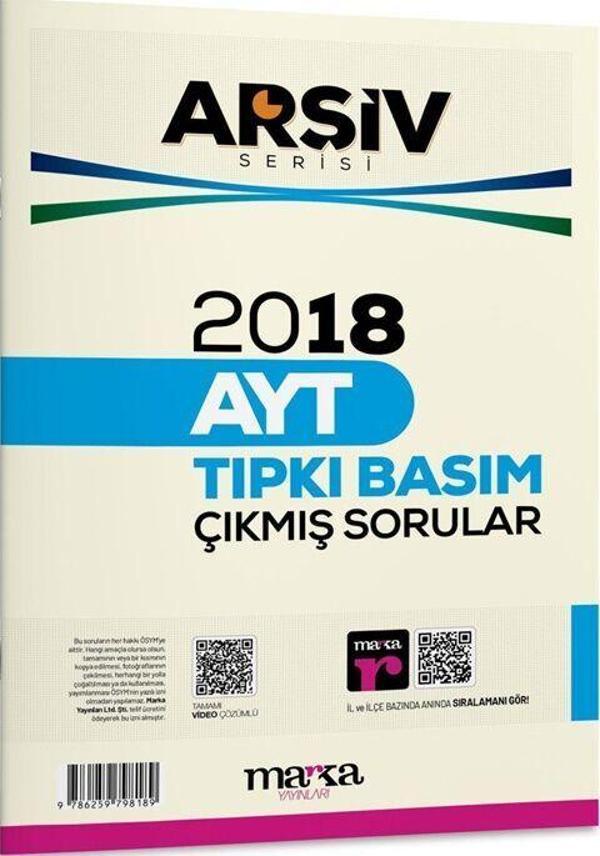 Marka Yayınları 2018 AYT Arşiv Serisi Tıpkı Basım Çıkmış Sorular - Marka Yayınları - Image 1