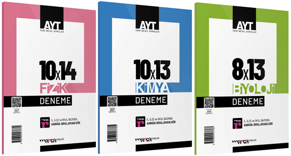 Marka YKS AYT Fizik+Kimya+Biyoloji Deneme 3 lü Set Marka Yayınları - Marka Yayınları - Image 1