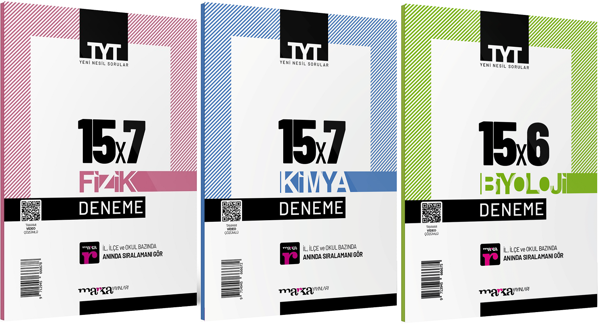 Marka YKS TYT Fizik+Kimya+Biyoloji Deneme 3 lü Set Marka Yayınları - Marka Yayınları - Image 1
