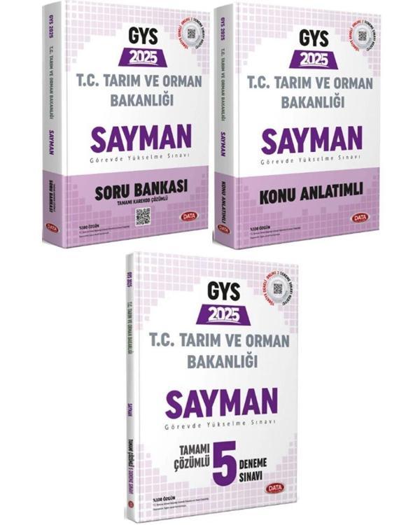 Data 2025 GYS Tarım ve Orman Bakanlığı Sayman Konu + Soru + 5 Deneme 3 Kitap Set Data Yayınları - Data Yayınları - Image 1