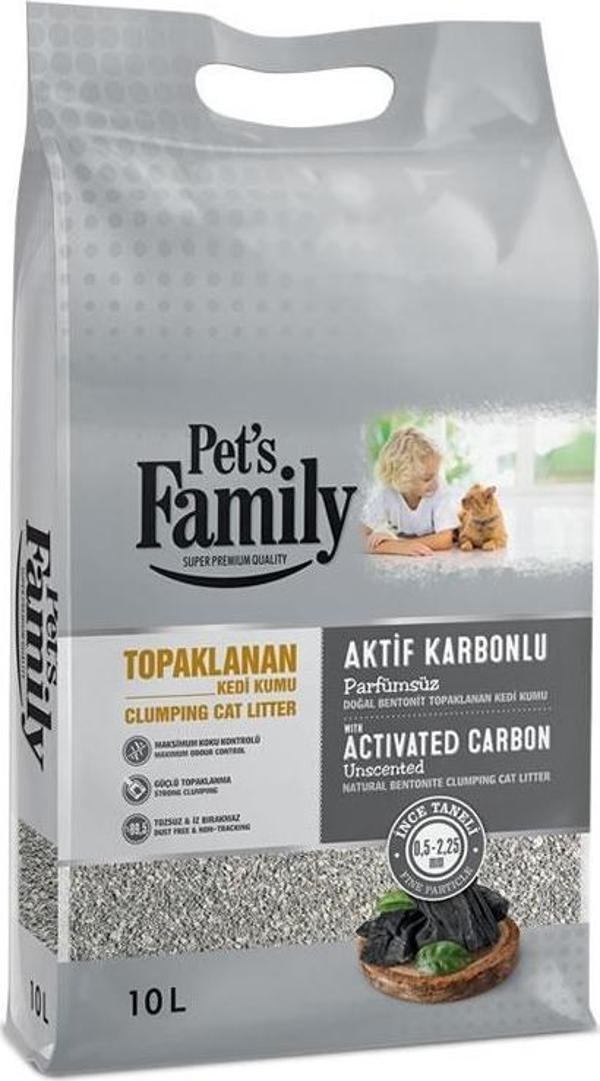 PET'S FAMİLY KEDİ KUMU İNCE BENTONİT 10 LT [AKTİF KARBONLU] - Image 1