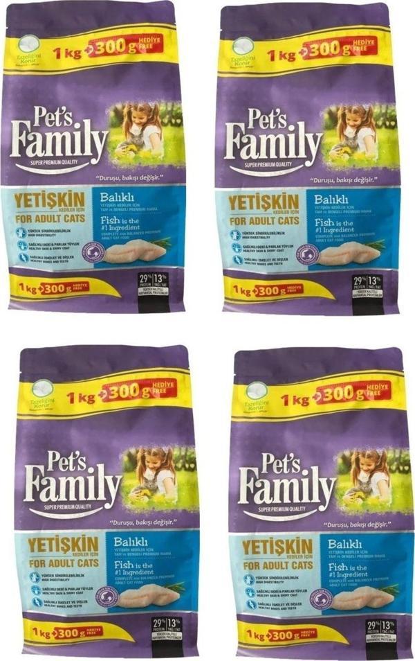 Pets Family Balıklı Yetişkin Kedi Maması 1300 gr x 4 Paket - Image 1
