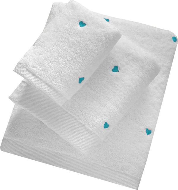 3 Parça Kalp Nakışlı Banyo Havlusu Takımı %100 Pamuklu Lovely Set - Image 1
