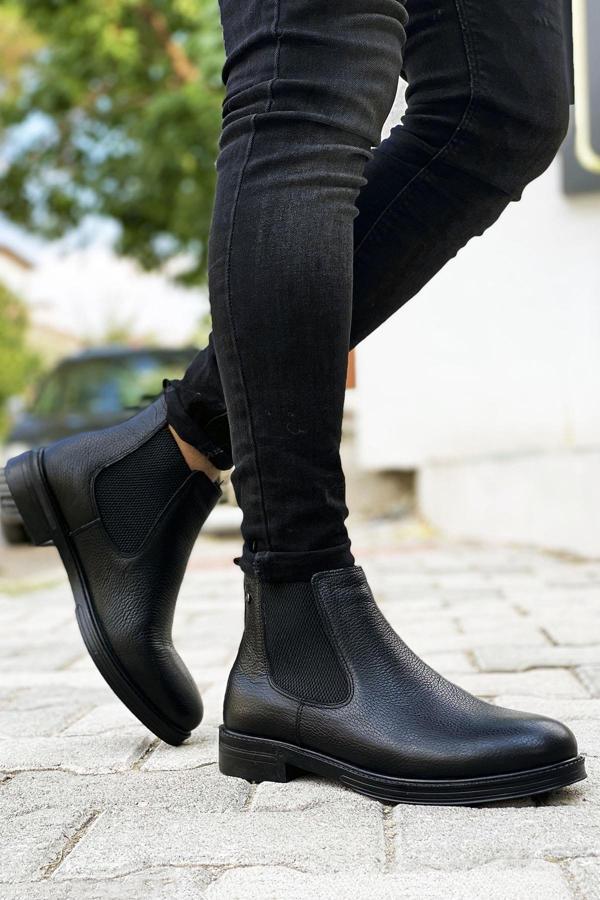 Big King Siyah Kısa Hakiki Deri Erkek Bot - Image 1