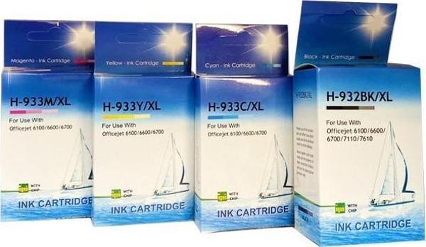 HP 932XL-933XL CMYK Muadil Kartuş Seti|6100-6600-6700-7110 - Image 1