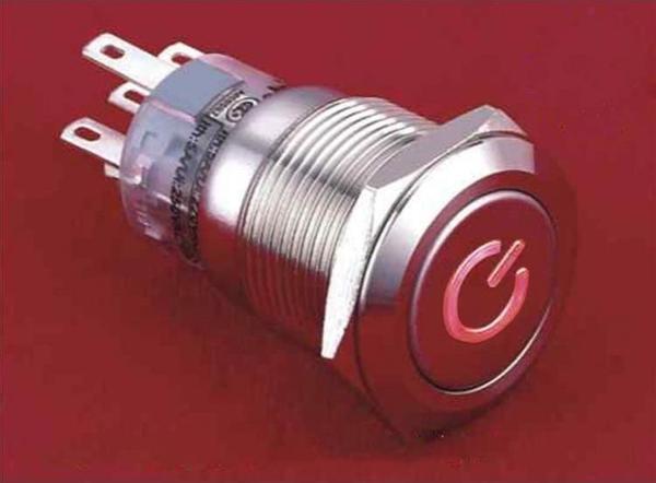 19 mm Metal POWER  LED li Buton Yaylı - Image 1