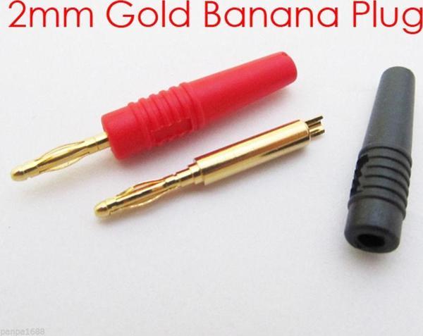 2 mm Banana Jack gold kırmızı-siyah - Image 1