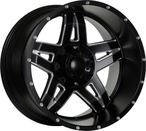 EMR-5567-01 12.0x20" -6x139.7 ET-44 110 Matt Black+Milling Jant (4 Adet) - Image 1