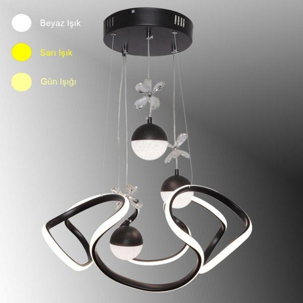 TT Aydınlatma Tt307-3Tpl-Sy Mat Siyah 3 Toplu 3 Renk Modüllü Led Avize - Image 1