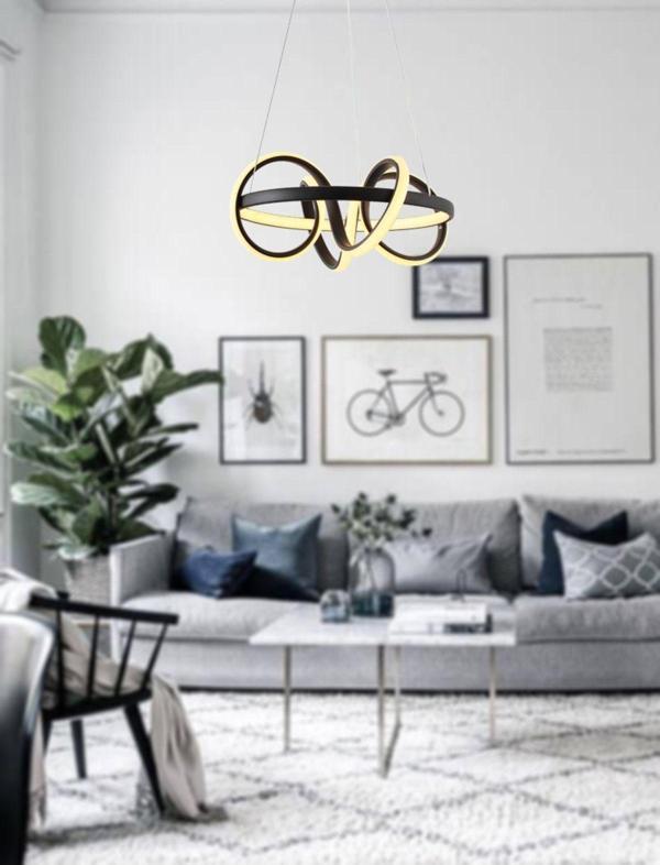 TT Aydınlatma Tt003-Sy Sarmal Modeli ( Beyaz Işık Led ) Mat Siyah Led Avize - Image 1