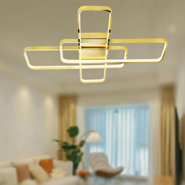 TT Aydınlatma Tt040-Sr ( 3 Renk Işık Modüllü ) Sarı Kaplama Plofonyer Led Avize - Image 1