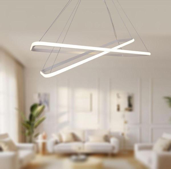 TT Aydınlatma Tt400-2 By Dikdörtgen ( Beyaz Işık ) 2 Li Mat Beyaz Led Avize - Image 1
