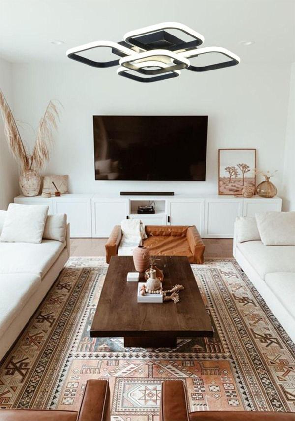TT Aydınlatma Tt302-4+1-Sy Kare Mat Siyah Plofonyer 5 Li ( Sarı Işık ) Led Avize - Image 1