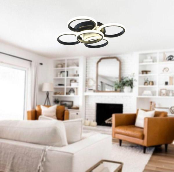 TT Aydınlatma Tt304-4+1-Sy Yuvarlak Mat Siyah 5 Li ( 3 Renk Işık ) Led Avize - Image 1