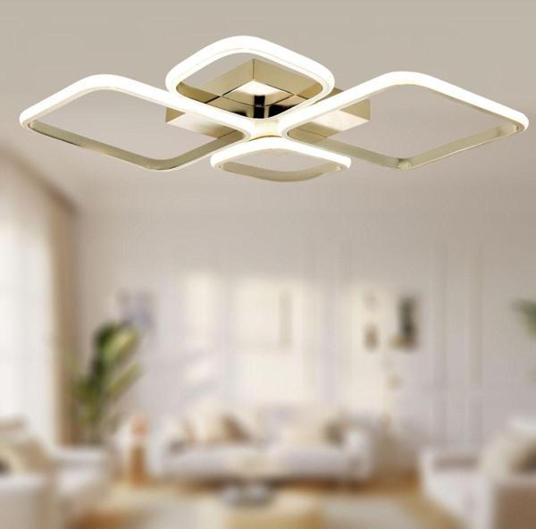 TT Aydınlatma Tt050-Fsr ( Beyaz Işık ) Baklava Desen Fransız Sarı Kaplama 4 Lü Led Avize - Image 1