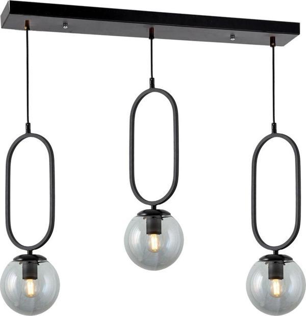 TT Aydınlatma Tt016-3S Sy Mat Siyah Füme Camlı 3 Lü Sıralı Avize - Image 1