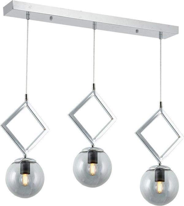 TT Aydınlatma Tt015-3S Kr Krom Kaplama Füme Camlı 3 Lü Sıralı Avize - Image 1