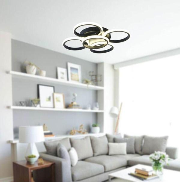 TT Aydınlatma Tt304-4+1-Sy Yuvarlak Mat Siyah 5 Li ( Sarı Işık ) Led Avize - Image 1