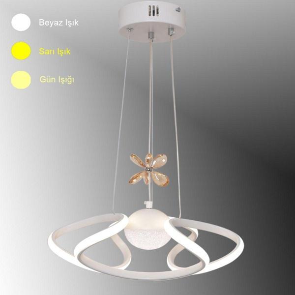TT Aydınlatma Helezon Modeli Mat Beyaz Tek Toplu 3 Renk Modüllü Led Avize - Image 1