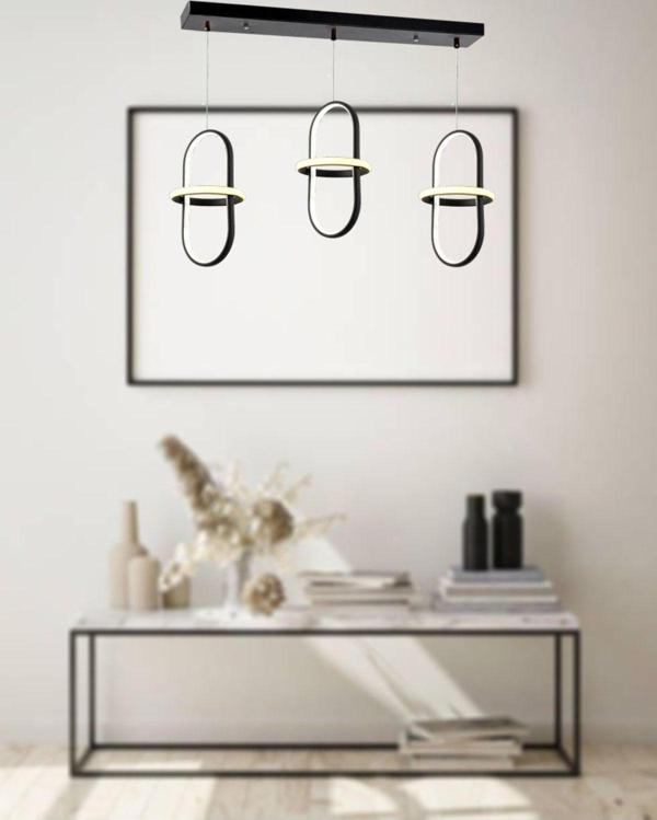 TT Aydınlatma Tt006-3S-Sy Minyon Modeli ( Beyaz Işık ) 3 Lü Mat Siyah Sıralı Led Avize - Image 1