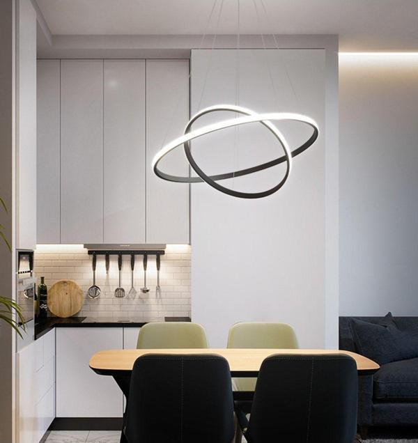 TT Aydınlatma Tt300-2 Sy Halka 2 Li Mat Siyah ( Sarı Işık ) Led Avize - Image 1