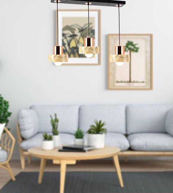 TT Aydınlatma Tt017-3S-Mkrm Mermer Desen 3 Lü Sıralı Krem Avize - Image 1