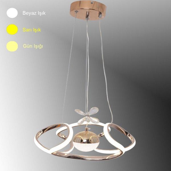 TT Aydınlatma Tt307-1Tpl-30-Fsr Helezon Modeli Fransız Sarısı Kaplama Tek Toplu 3 Renk Modüllü Ledli - Image 1