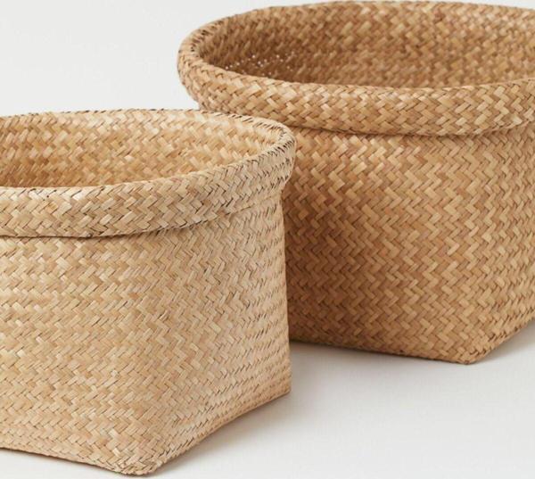 Wisha Natural Natural Hasır 2'Li Sepet / Saksılık Seti - Image 1