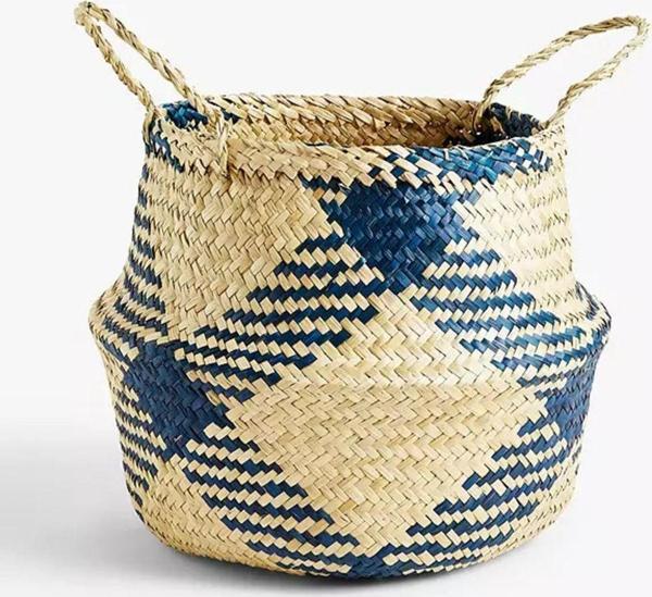Wisha Natural Siyahlı Small Boy Katlanabilir Hasır Sepet / Saksılık 25X25Cm - Image 1