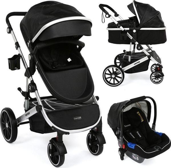 Ultra Lüx Capsule Egg Travel Sistem Bebek Arabası Siyah Silver - Image 1