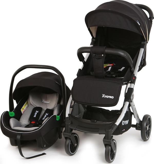 Quantum Kabin Boy Tek Elle Kolay Katlanır Pratik Bebek Arabası Travel Set Black Silver - Image 1