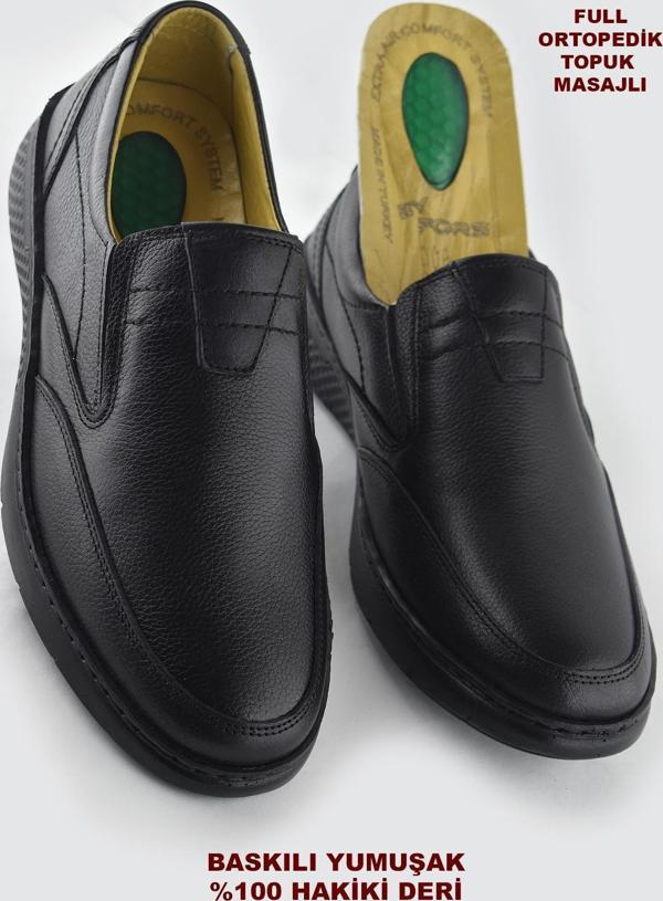 7575 Ortopedik Taban Siyah Hakiki Deri Erkek Ayakkabı Mevsimlik - Image 1