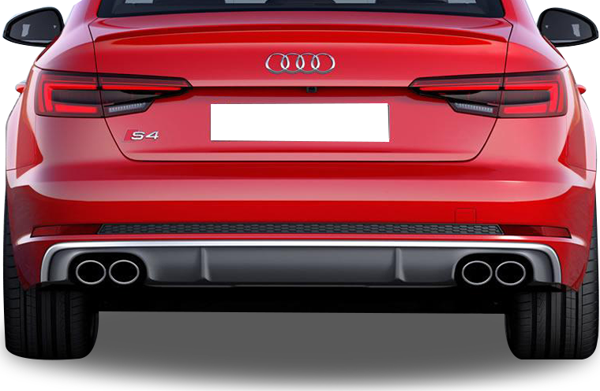 Audi A4 Uyumlu B9 2016 Sonrası 4 Çıkışlı S4 Arka Tampon Eki - Difüzör (Plastik) - Image 1