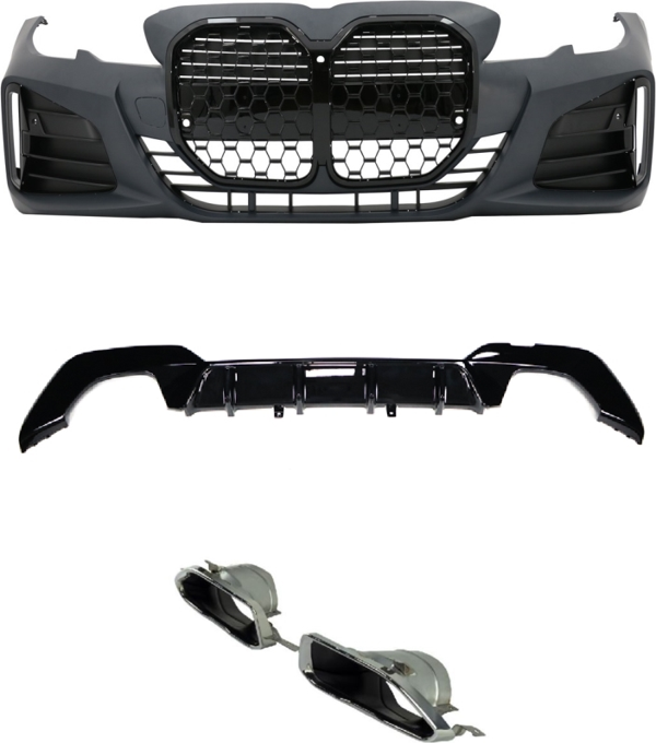 Bmw 3 Uyumlu Serisi G20 İçin G22 Dönüşüm Body Kit (Piano Black Çerçeveli) - Image 1