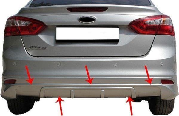 Ford Focus Uyumlu 3 Sedan Arka Tampon Altı Fiber 2011-2014 - Image 1