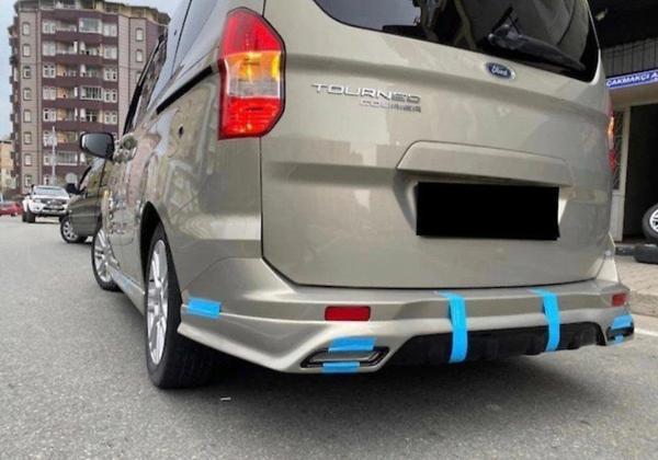 Ford Tourneo Uyumlu Courier Egzoz Görünümlü Arka Tampon Eki (Plastik) - Image 1
