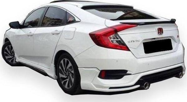 Honda Civic Uyumlu Fc5 Sedan (2015-2018) Turbo Arka Tampon Eki - Difüzör (Plastik) - Image 1