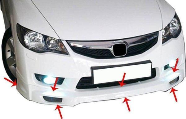 Honda Civic Uyumlu 8 Ön Tampon Altı Telli (Mugen Md) Fiber 2008-2011 - Image 1