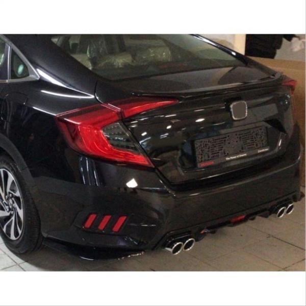 Honda Civic Uyumlu Fc5 2016-2020 Difüzör 4 Egzoz Piano Black - Image 1