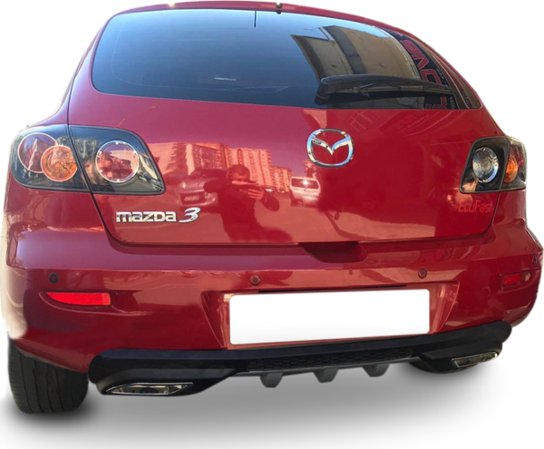 Mazda 3 Uyumlu Egzoz Görünümlü Universal Arka Tampon Eki - Difüzör (Plastik) - Image 1