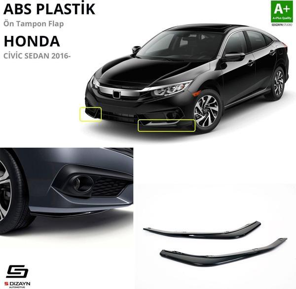 S-Dizayn Honda Civic FC5 ABS Plastik Ön Tampon Flap Parlak Siyah 2016-2021 A+Kalite - Image 1