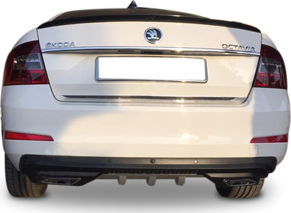 Skoda Octavia Uyumlu Egzoz Görünümlü Universal Arka Tampon Eki - Difüzör (Plastik) - Image 1