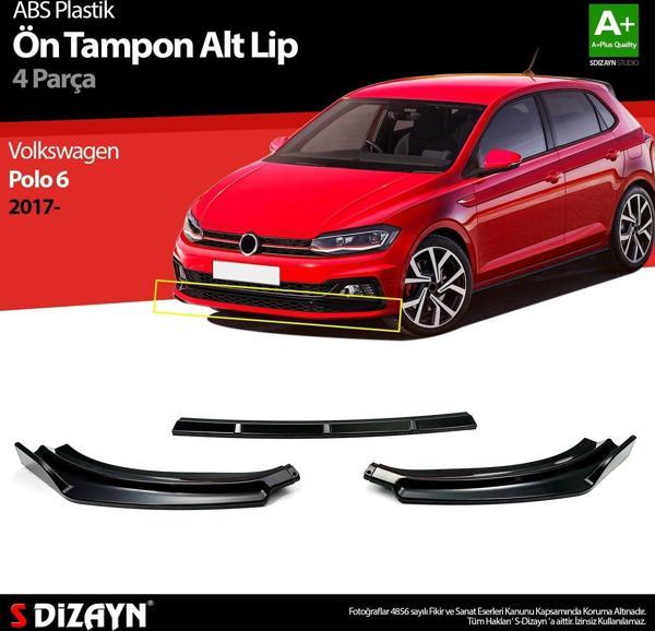 Volkswagen Polo Uyumlu 6 ABS Plastik Ön Tampon Alt Lip 3 Parça. 2017 Üzeri A+Kalite Parça - Image 1